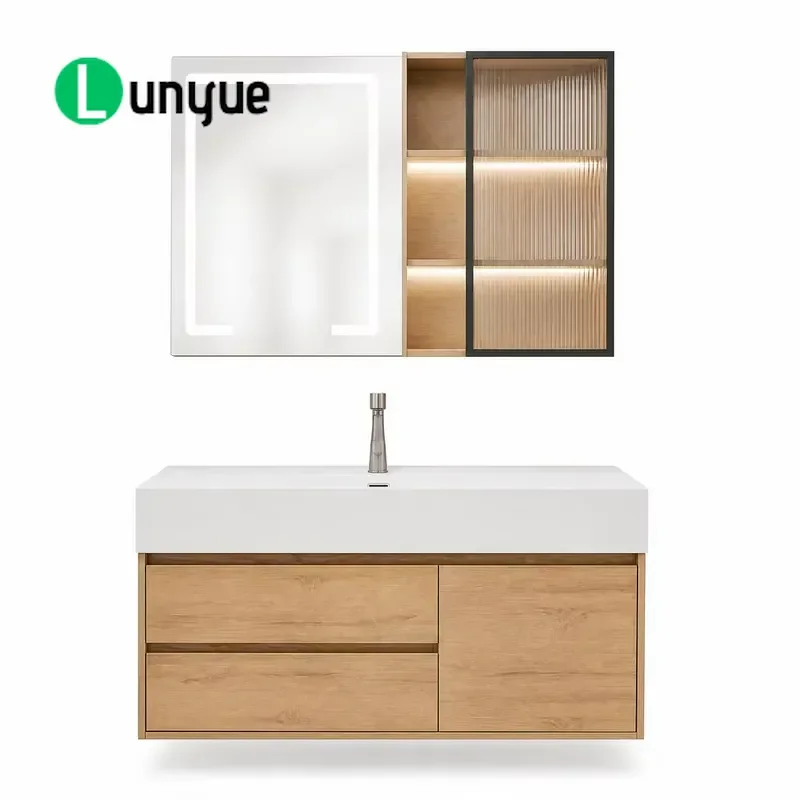 Modern Bathroom Sink Set with Mirror Simple Washbasin Vanity Combo Contemporary Style for Home Bath Room Decor Easy Install
