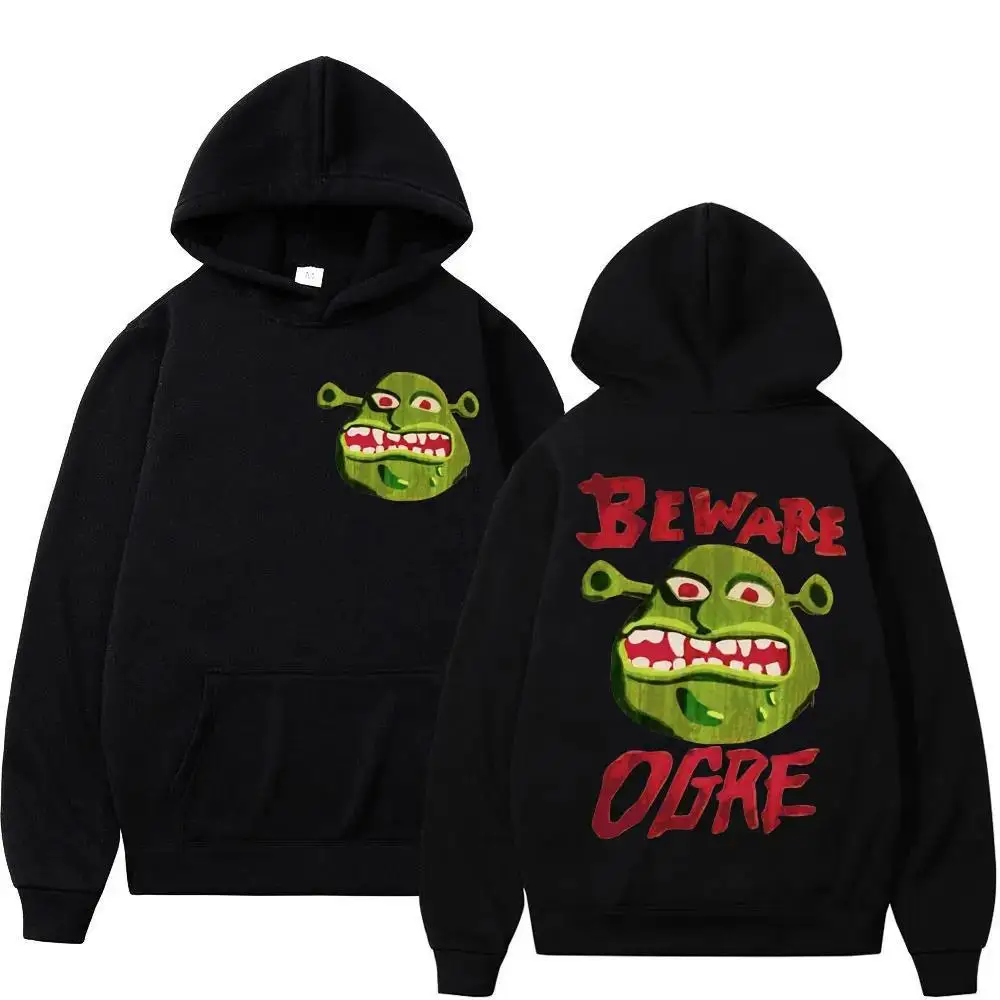 2026 Herren Street-Style Herbst-Winter Lässiger Lockerer Kapuzenpullover (Shrek Kreativer Spaß-Print Langarm-Kapuzenshirt)