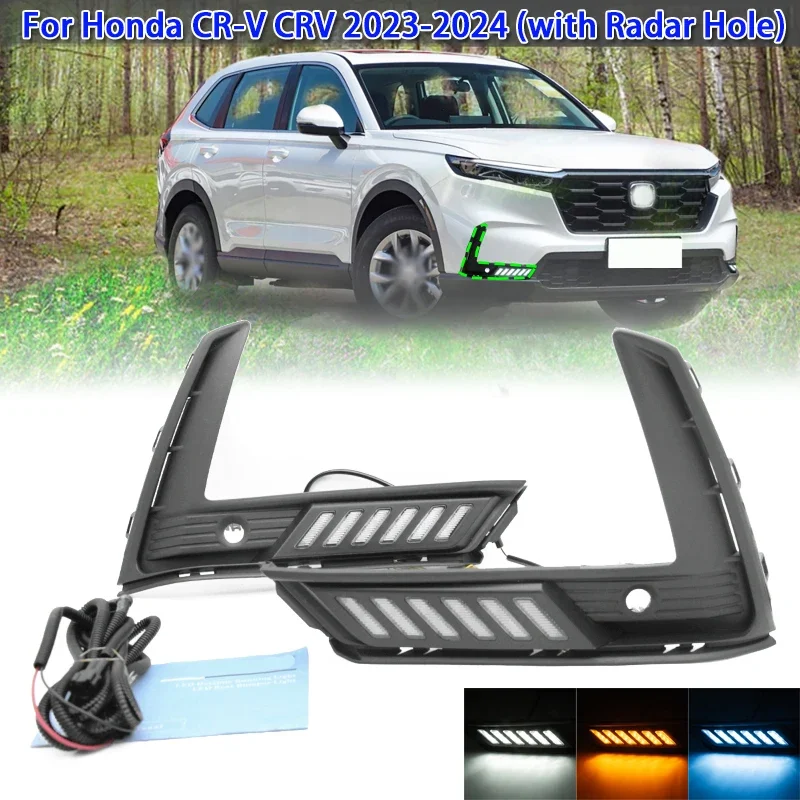 

Car Front Bumper LED Fog Light Daytime Running Light for Honda CR-V CRV 2023-2024 (with/without Radar Hole)