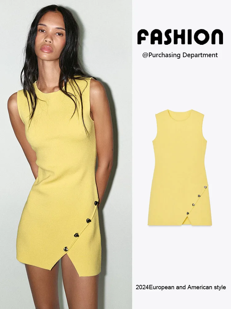 

Неравномерное трикотажное платье Dr, Новое поступление, женская одежда, лето 2021, сезонное платье Ele Collection