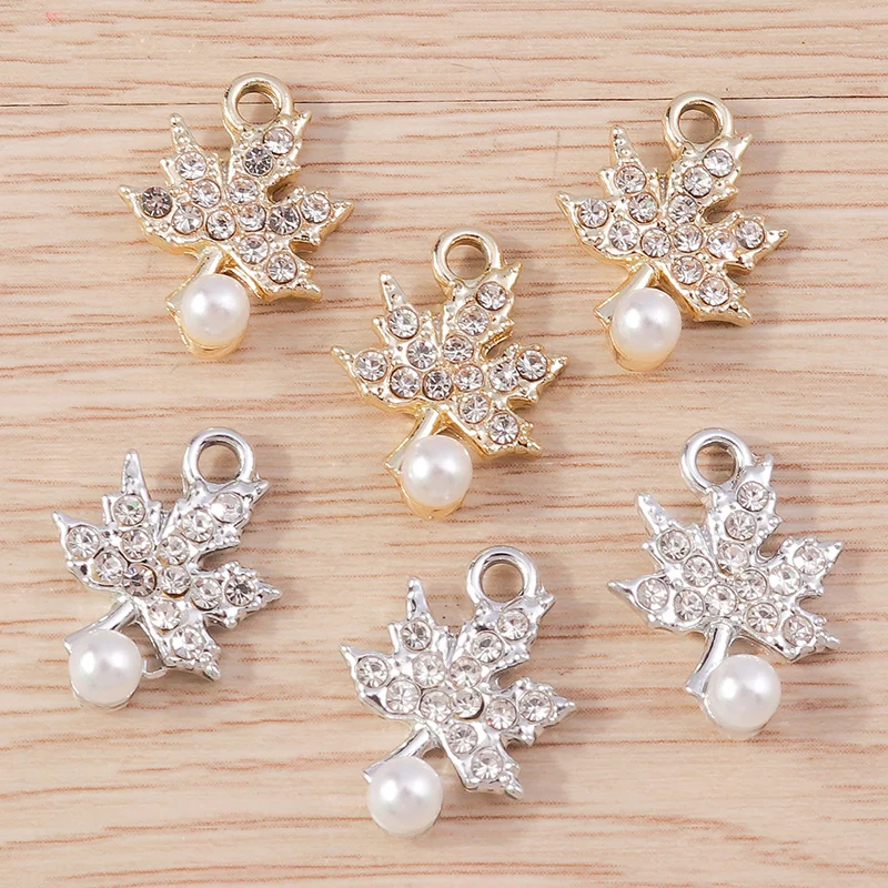 10 Stück 14 x 18 mm niedliche Kristall-Ahornblatt-Anhänger für die Herstellung von Ohrringen, Halsketten, Armbändern, DIY-Handwerk, Schmuckzubehör – Detail 5