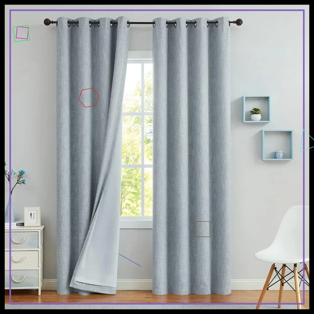 

Blackout Curtains 50x84 Inches, Thermal Insulated Noise Reducing Drapes for Bedroom, Grommet Top, 2 Panels