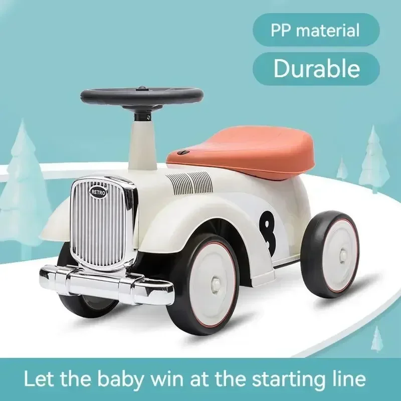 Retro Children's Scooter Car Baby Scooter Twister Car Walker Anti-rollover Four Wheel Steering Wheel Limit Turning Yo-yo Toy Car