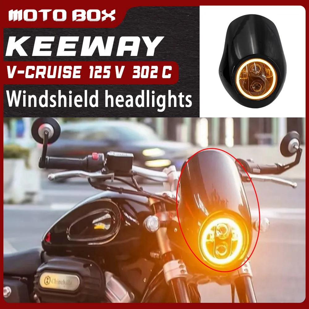 Modification parts for Benda Keenay V-Cruise 125 V302C: headlight cowl, front fairing, and instrument cluster relocation bracket