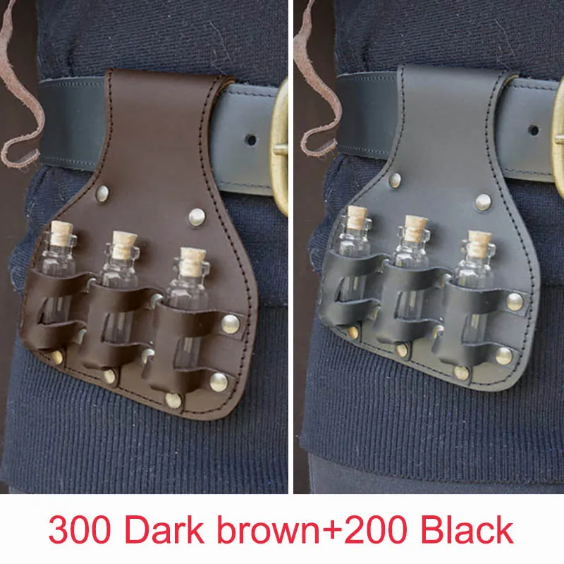 Steampunk LARP Potion Vials Pouch Leather Elixir Holder Witch Kit Alchemist Accessory