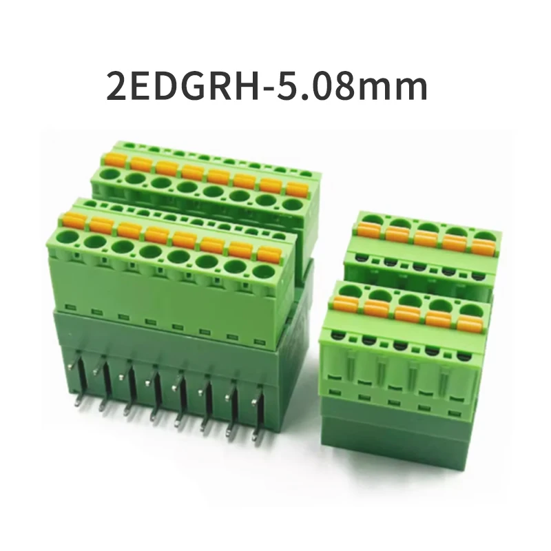 

(1 Set) KF 2EDGRH + 2EDGKD 5.08mm Double rows of bent pin solder PCB board socket 15EDGRH spring press terminal block 2*2P ~ 16P