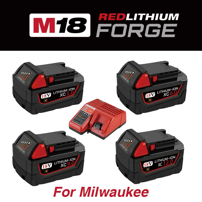 

Для Milwaukee M18 Батарея 18 В 5/6/9/12 Ач Сменная литиевая батарея для Milwaukee M18 48-11-1815 48-11-1850 2604-22 Батарея