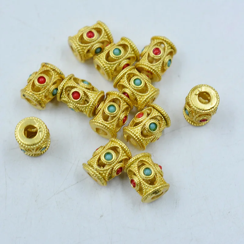 100PCS 9X10MM hole 2.5MM high quality Nepal hand inlaid loose beads. DIY Bracelet Necklace Accessories Never Faded