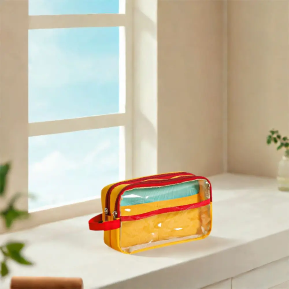 Durable Contrast Color Pen Bag Large Transparent Capacity Pencil Case Multi-layer Stationery Storage Box