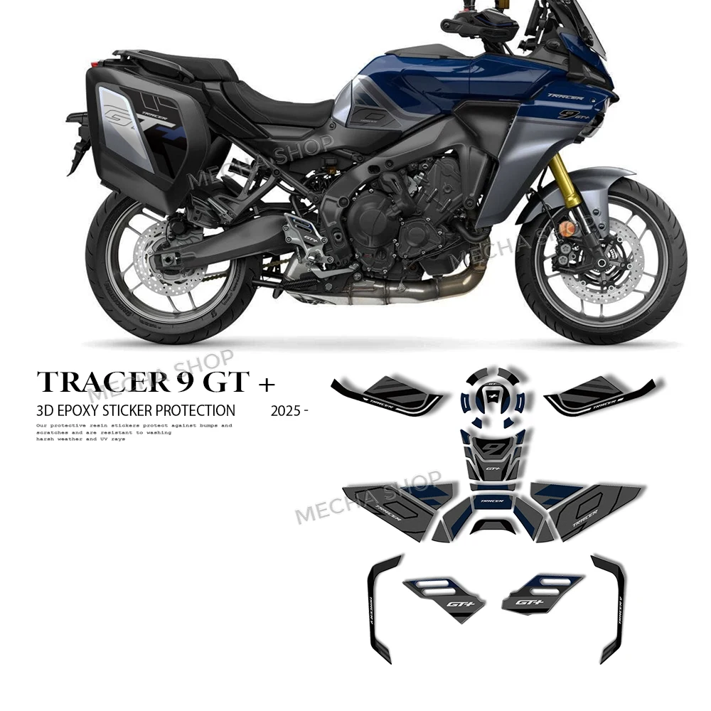Tracer 9GT Tank Pad Motorcycle Fuel Tank Protective Decal Kit Handguard 3D Stickers for Tracer 9 GT + 2025