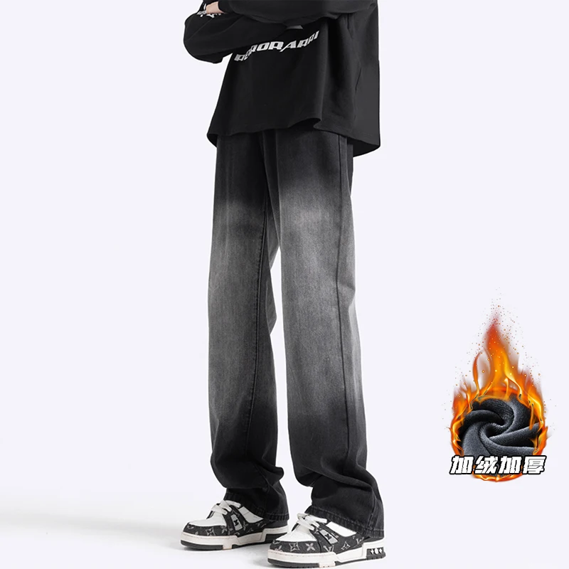 

Джинсы GIOIOMen, осенние и зимние новые утолщенные свободные мужские джинсы прямого кроя в американском стиле