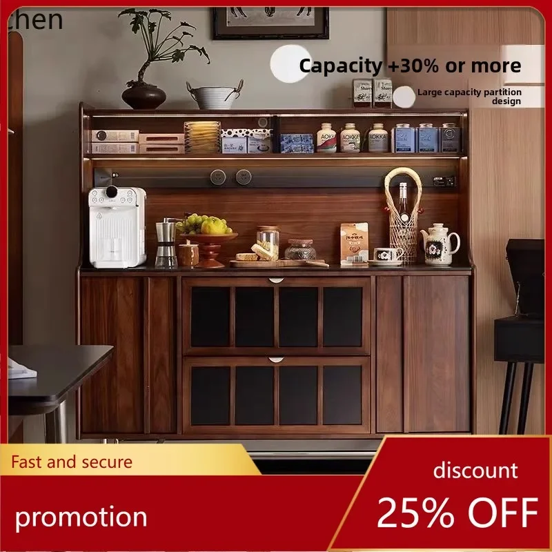 

HXL Solid Wood Sideboard Cabinet Living Room Tea Coffee Cabinet Integrated Small Apartment Multi-functional Storage Cabinet
