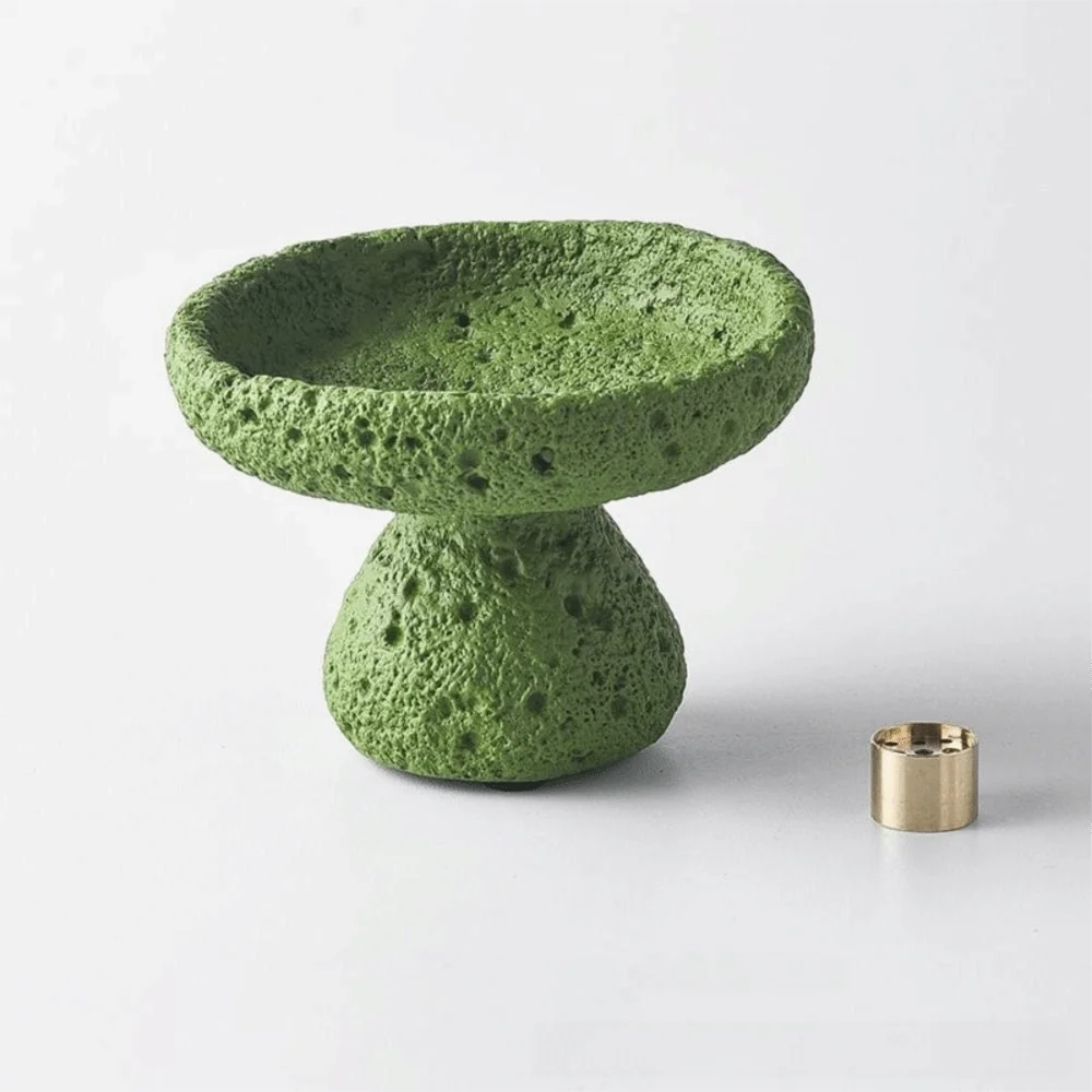 Concrete Texture Cement Incense Burners Moon Surface Design Decorative Incense Stick Stand Multi-functional with 9 Holes