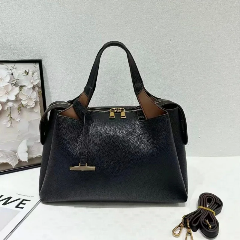 New Light Luxury Gold Hardware Women's Tote Bag Fashion Classic Versatile Handheld Pure Color Single Shoulder Crossbody Bag