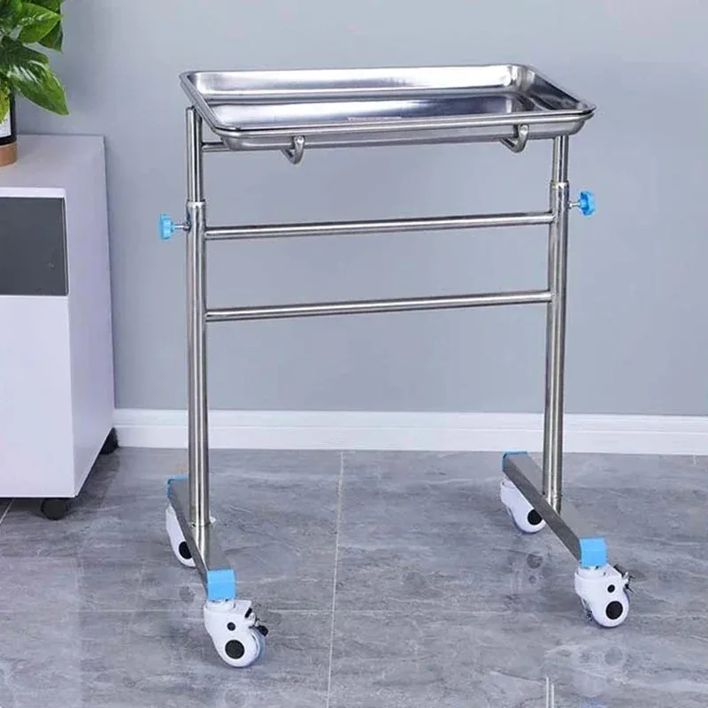 & Stainless Steel Auxiliary Cart with Wheels Thickened Medical Tool Trolley Multifunctional Medical Tray Rack Organizer Cart C