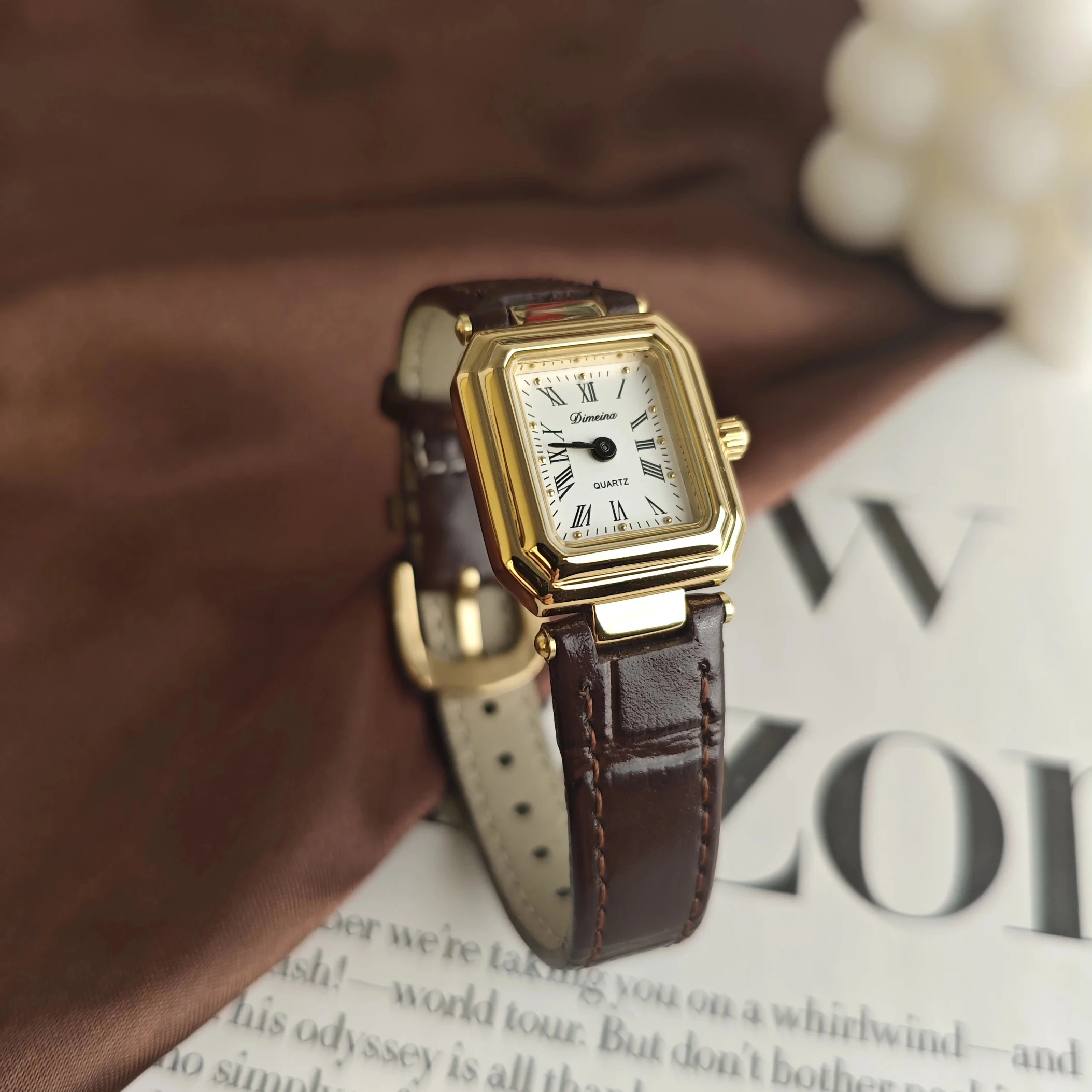 Women Quartz Watch Luxury Clock Vintage Rectangle Roman Numerals Oval Orologio Black Leather Strap Band Reloj Ladies Wristwatch