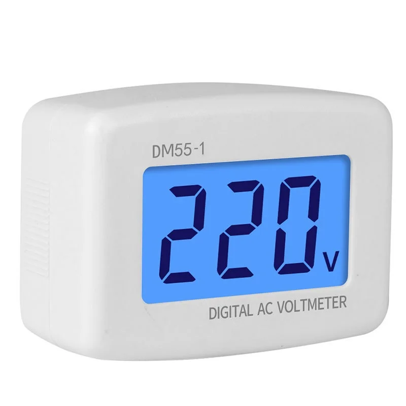 Voltímetro Digital LCD, probador de voltaje de enchufe, 110V, 220V, voltímetro montado en la pared, DM55-1