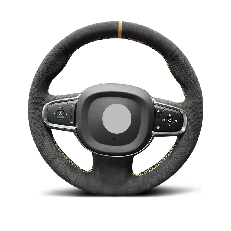 Genuine Leather Suede Steering Wheel Cover Wrap Yellow Thread Car Accessoires Specifically for VOLVO XC90 S90 XC60 S60 V90 CC
