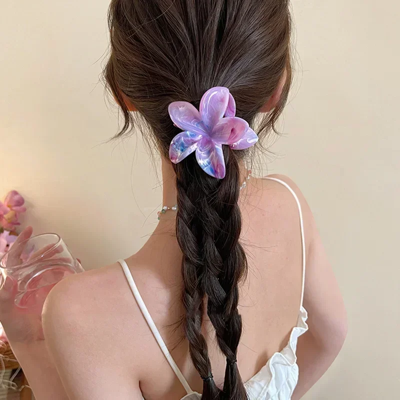 Sommer Acryl Blume Haars pange für Frauen Marmor Textur Haar Krallen Clips trend ige Mädchen Haarnadel koreanische Haarschmuck Kopf bedeckung