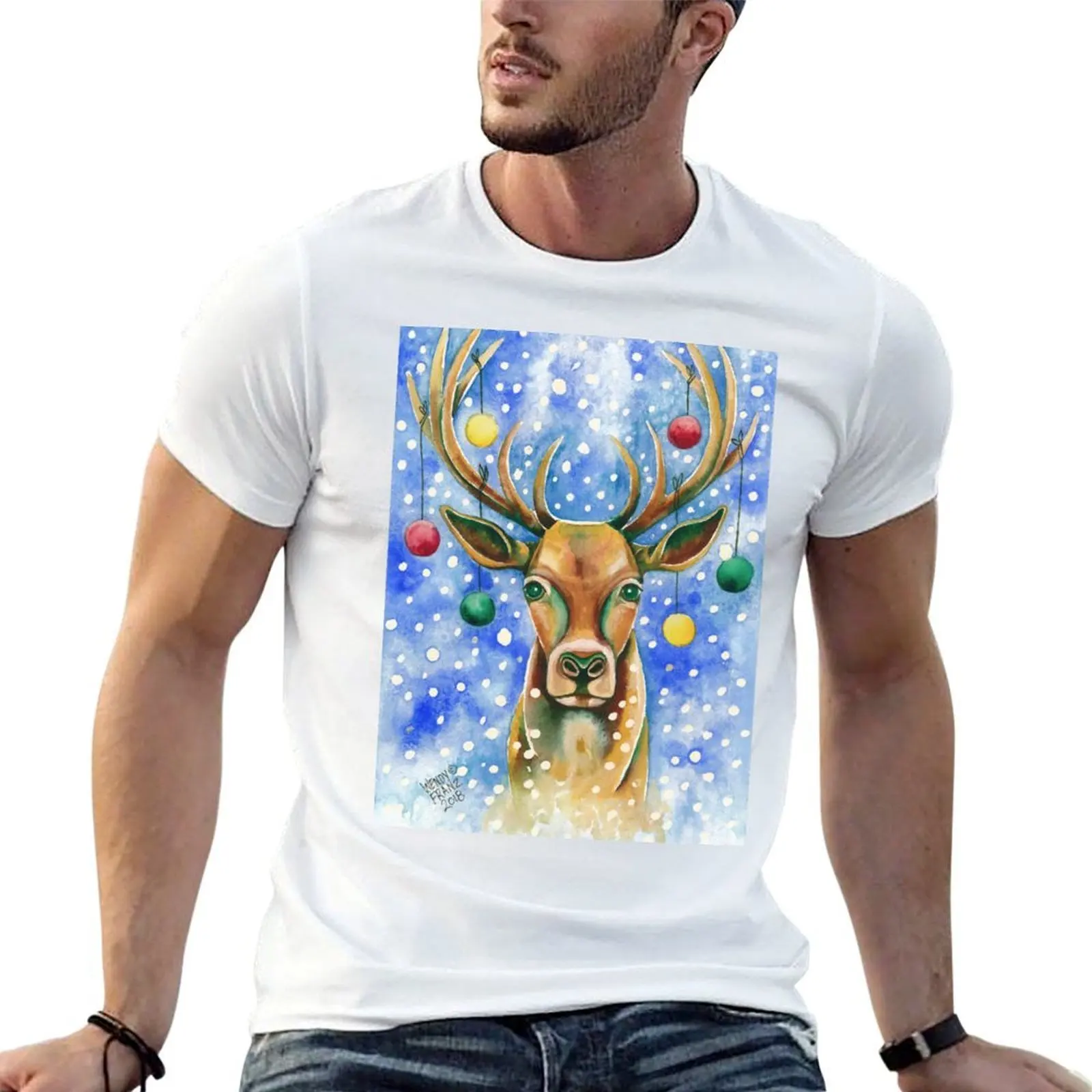 

Christmas Spirit, Reindeer T-Shirt t shirts for man cotton soft t shirt man casual T-Shirt