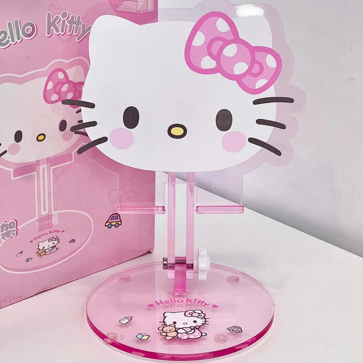 

Hello Kitty Acrylic Phone Stand Adjustable Holder Cute Kawaii Desktop Shelf for Smartphone iPad Tablet Gift for Girls