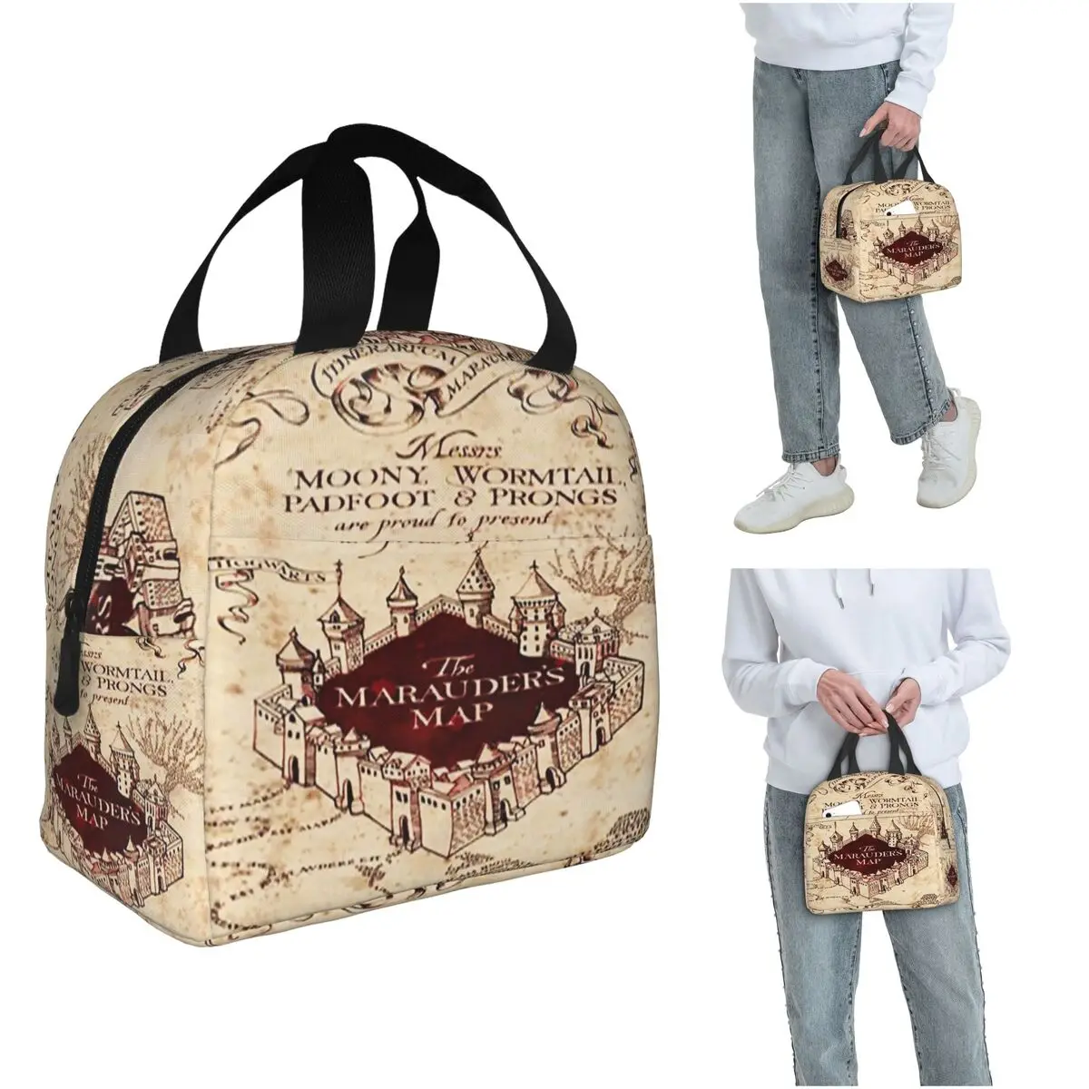 Marauders Magic Map Isolierte Lunchtasche für Damen und Kinder, tragbare Lebensmittelboxen, Thermo-Lunchbox-Tragetasche