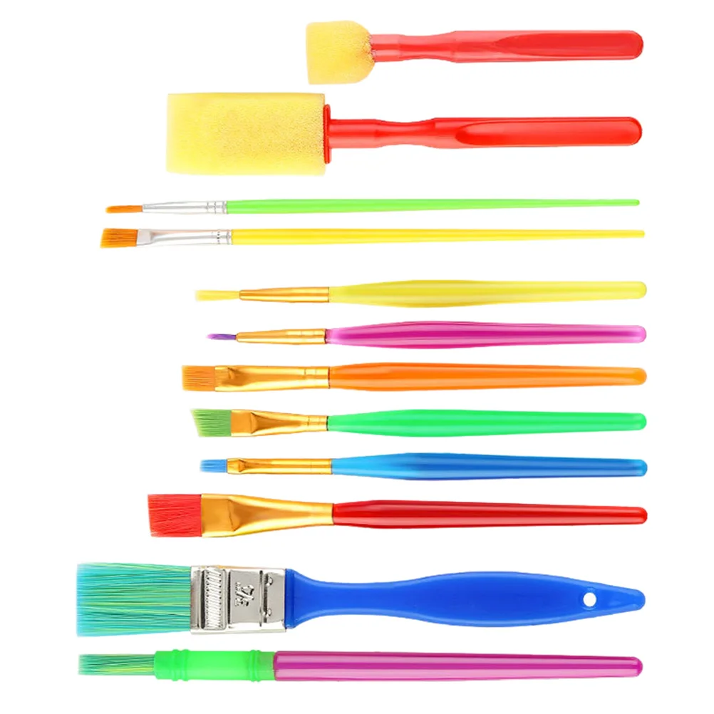 

12pcs Brush Oil Painting Tools Set Painting Tools Easy Clean Durable Kids Class Craft Watercolor Oil Brushes