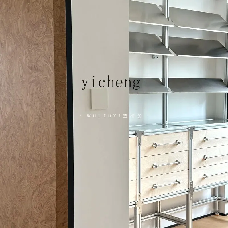 a1 Stainless Steel Floor Standing Partition Storage Glass Display Rack Aluminum Profile Multi-layer Shelf
