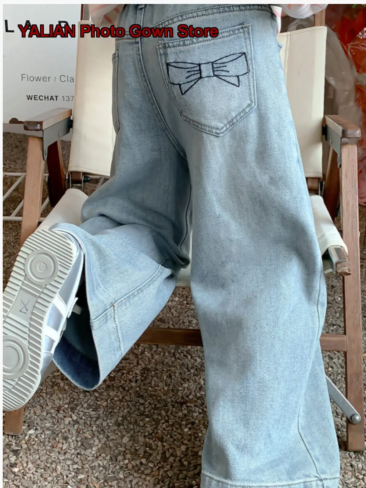 Girls Denim Wide Leg Pants Spring Summer Thin Loose Solid Color Older Kids