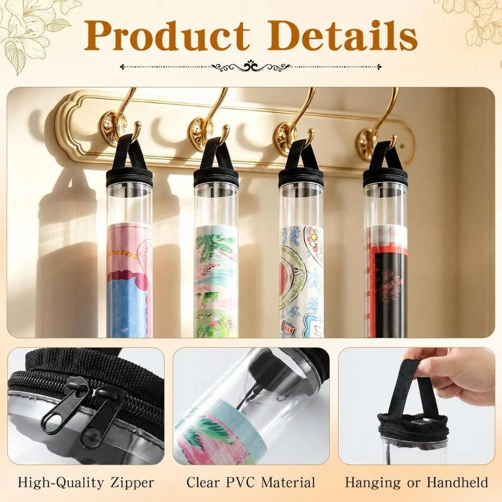 PVC Mahjong Mat Case Dustproof Transparent Mahjong Mat Holder Carry Handle Hanging Loop Mahjong Mat Storage Tube