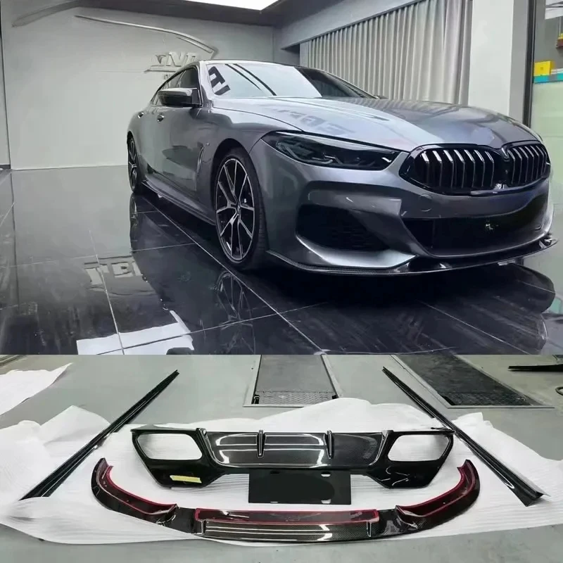 Prime 3D Style Dry Carbon Fiber Front Lip Rear Bumper Diffuser Side Skirt Car Body Kit