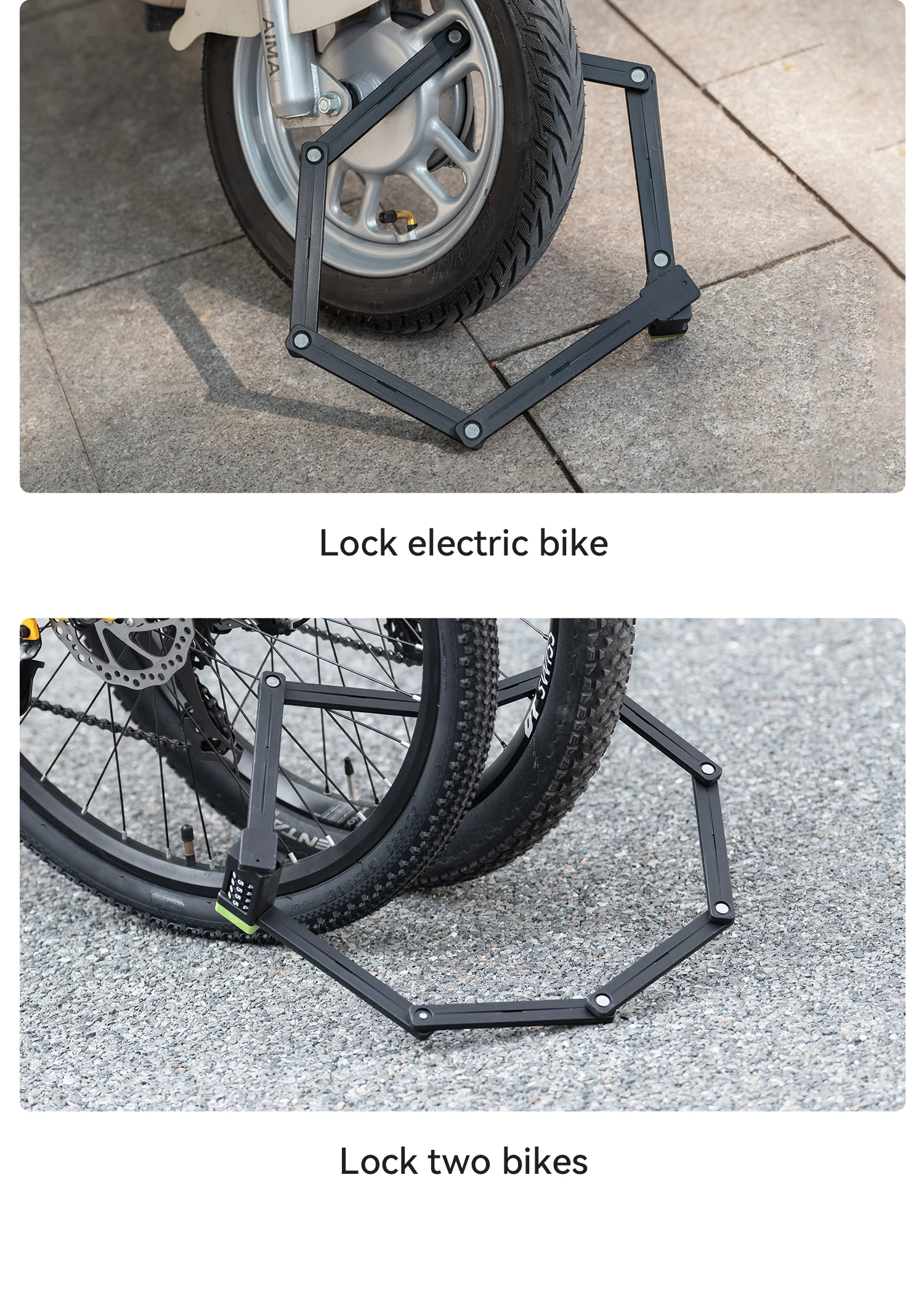 ROCKBROS Faltbares Fahrrad-Kombinationsschloss Wasserdichter Schlosskörper aus Legierungsstahl 360° ° Rotierendes Diebstahlsicheres Fahrradschloss für Vielseitigen Einsatz – Detail 7