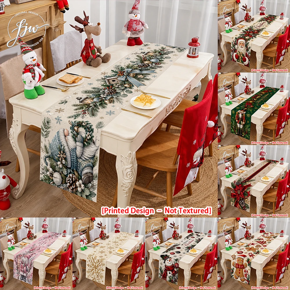 1pc Christmas Table Runner Xmas Holiday Winter Festive Dining Table Decoration for Home Party