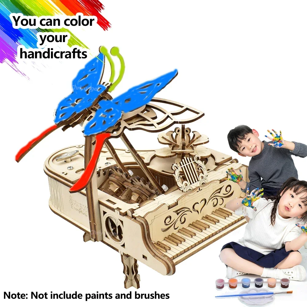 3D Holzpuzzle Spieluhr Klavier-Modellbausatz DIY Montage Musikinstrument Bausätze Heimdekoration Bastelgeschenk für Erwachsene und Jugendliche – Detail 11