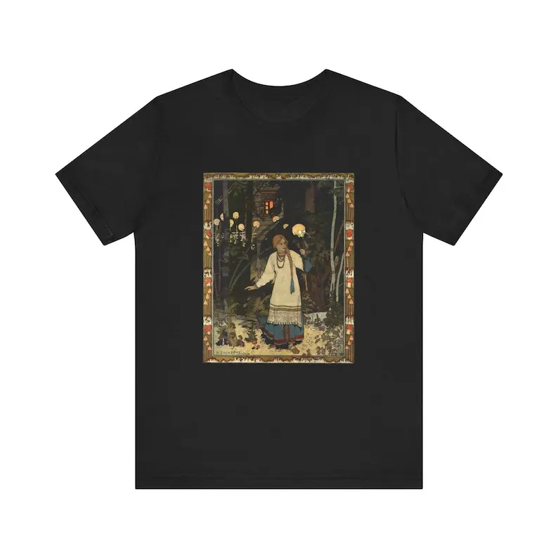 Vasilisa's Enchanted Skull Tee | Slavic Folklore Graphic T-Shirt | Dark Fairy Tale Shirt | Unisex Jersey Short Sleeve Tee