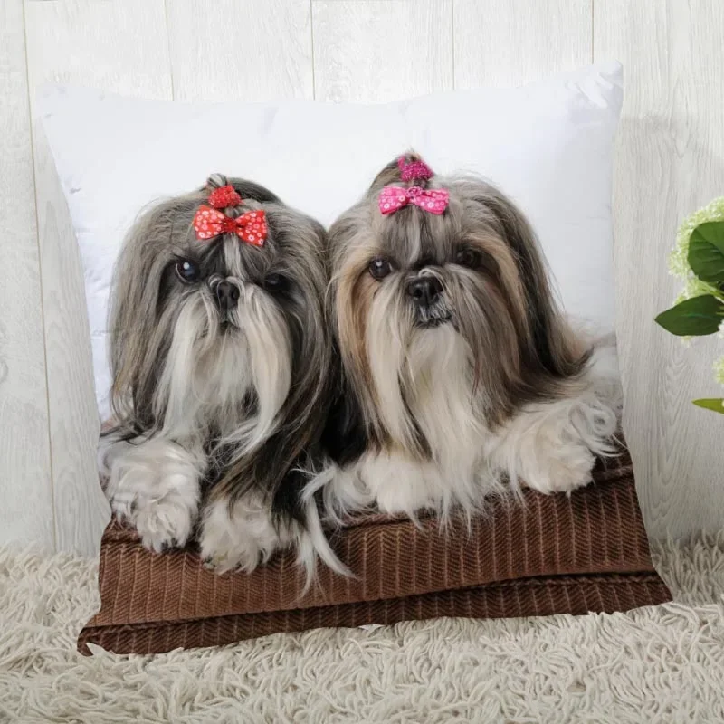 Shih Tzu Dog Pillow Cover Customize Pillowcase Modern Home Decorative Pillow Case For Living Room