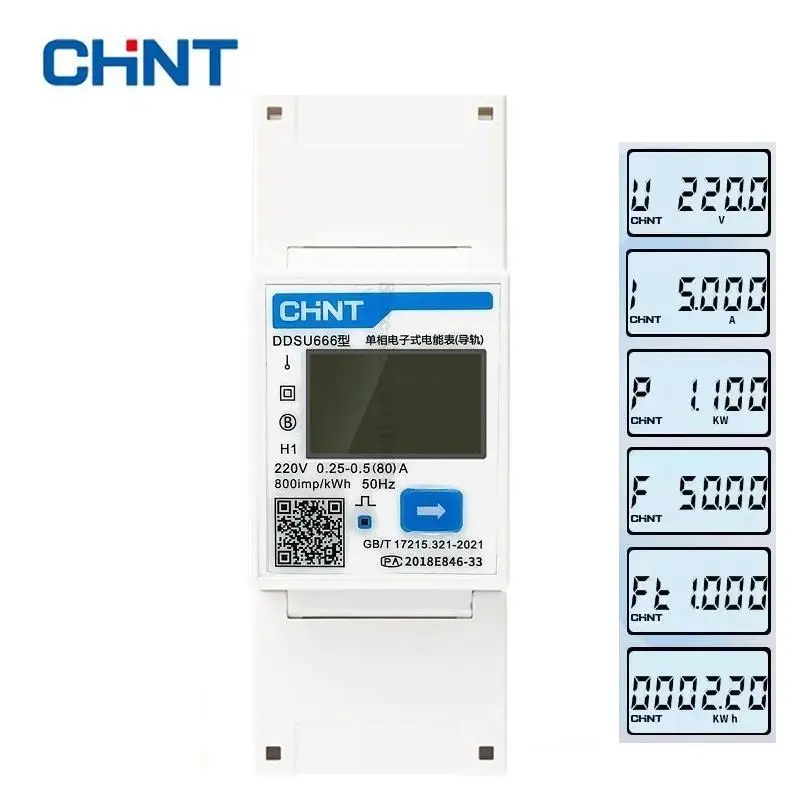 Imagem -02 - Medidor de Medição de Comunicação Modbus Monofásico Medidor de Alimentação Ddsu666 1.5 a a 80a Rs485 Dtsu666 220v