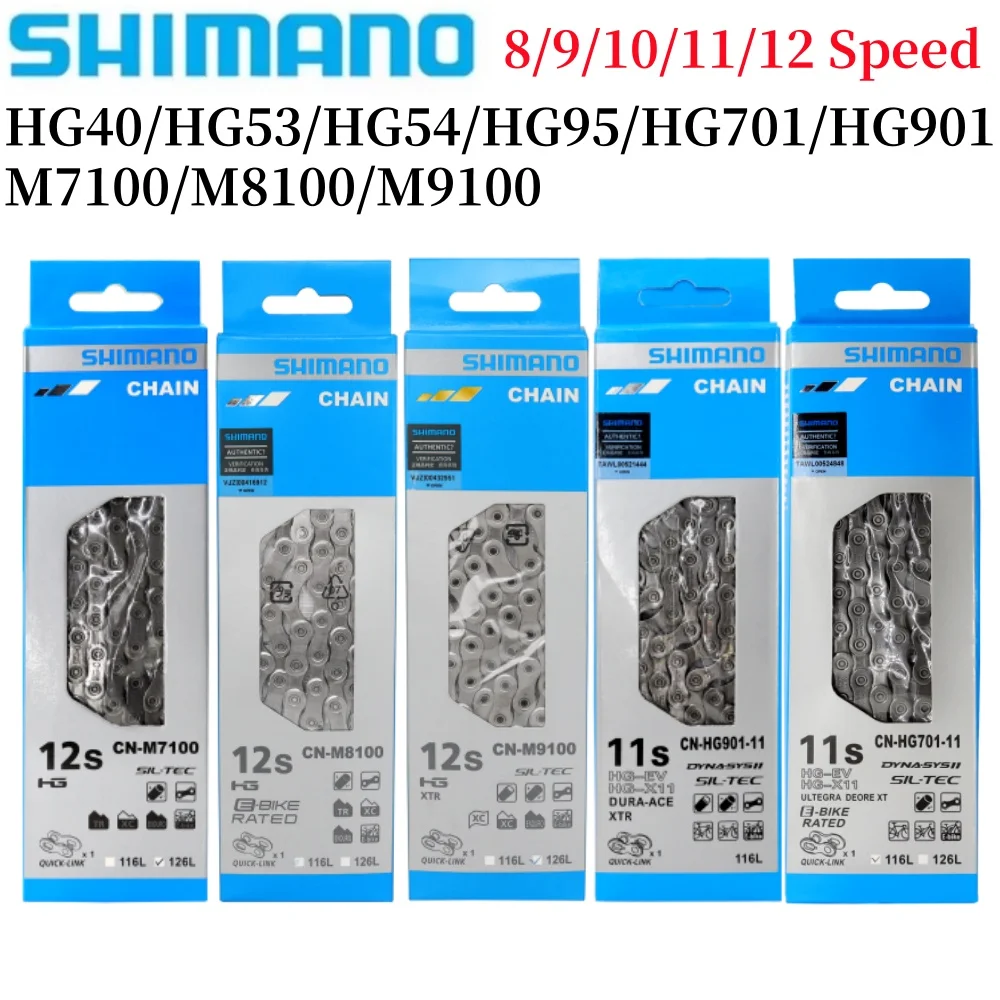 

SHIMANO 8 9 10 11 12 Speed 116 126 Links Bicycle Chain HG53 HG54 HG95 HG701 M8100 M9100 Road MTB Bike Chain 8V 9V 10V 11V 12V ﻿