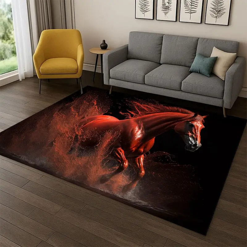 Horse Pentium Steed Animal Cartoon Carpet Rug for Bedroom Living Room Sofa Playroom Doormat Home Decor,Kid Area Rug Non-slip