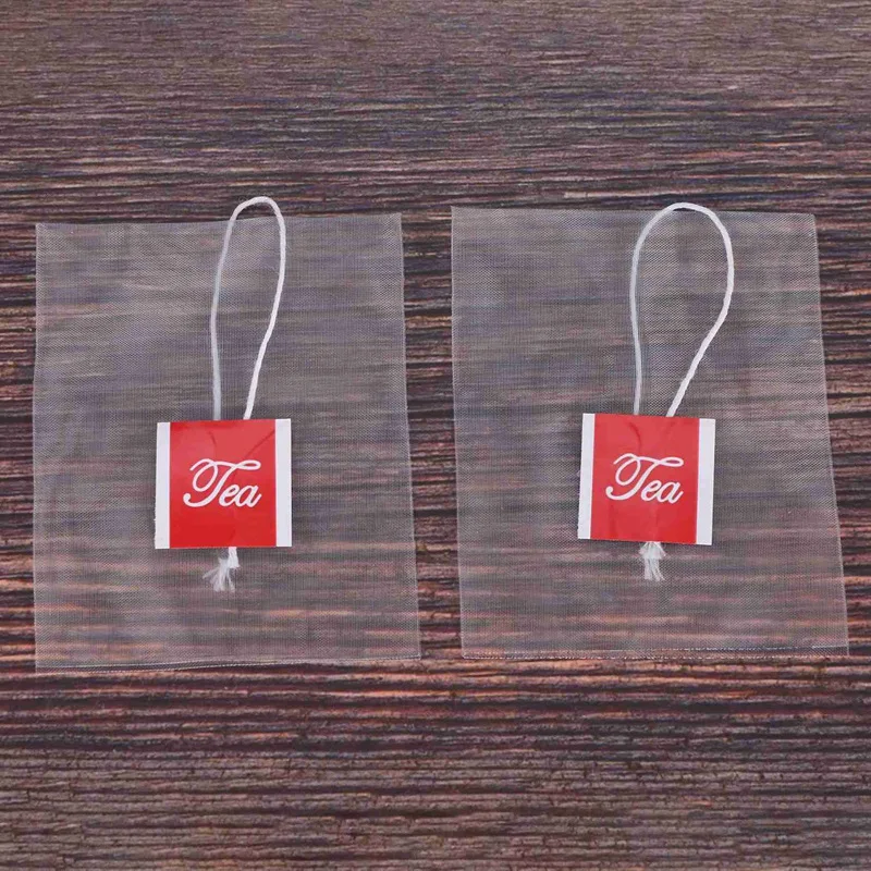 6000Pcs 5.5 X 7Cm Pyramid Tea Bag Filter Nylon Tea Bag Single String Label Transparent Empty Tea Bag