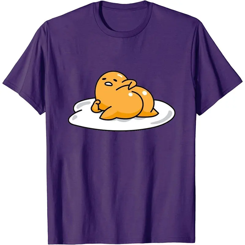 Gudetama Yellow Cartoon Anime Men T-shirt Summer Short Sleeve 100% Cotton Women T Shirts 2024 Fashion Couple Tee Tops Clothes