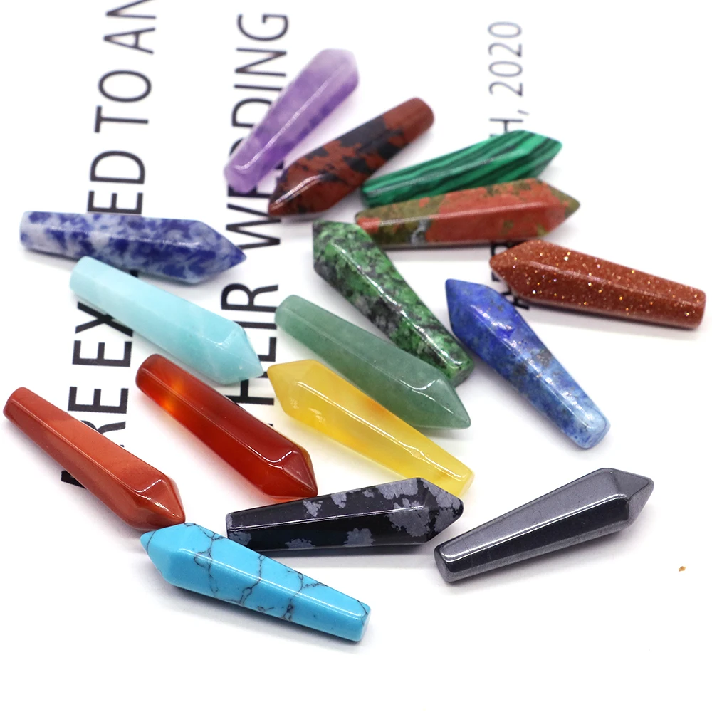 8x30mm Natural Stone Healing Crystal Single Point Hexagonal Prism Wand Reiki Meditation Chakra Balancing Energy Stone Ornament