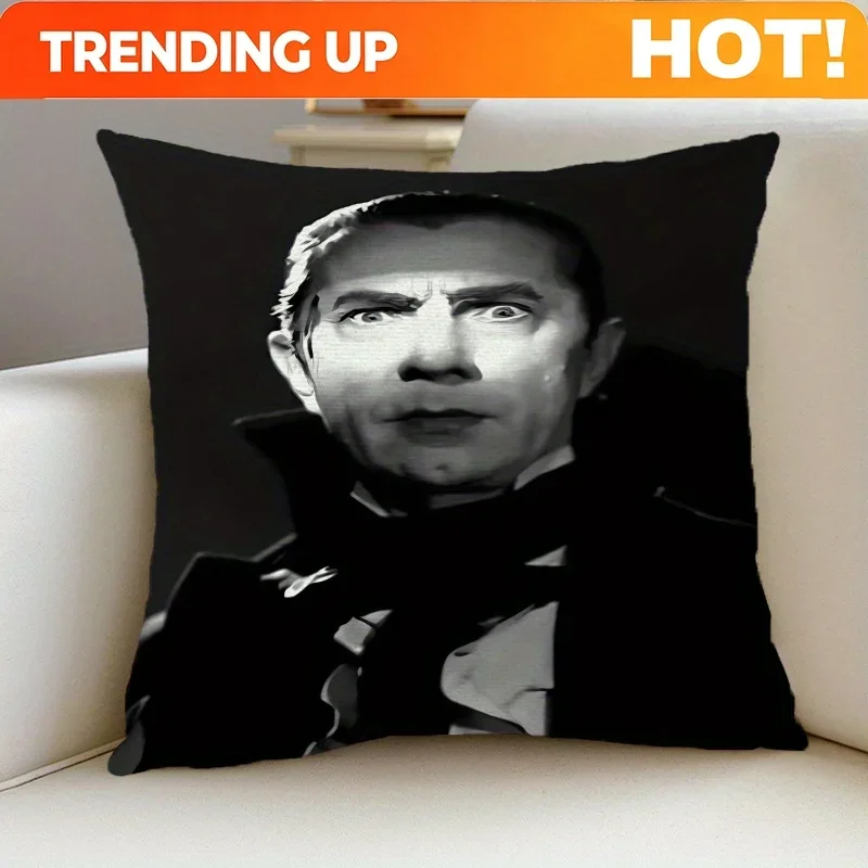 Custom 1pc Bela Lugosi Dracula Vampire Pillow Cover - Vintage Horror Movie Double-Sided Cushion Case With Iconic Black