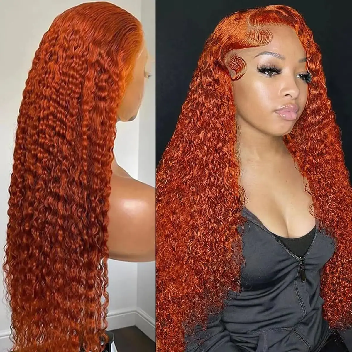 

Orange Ginger Water Wave 13x6 HD Lace Frontal Brazilian Human Hair Curly Wig 13x4 Lace Frontal Wig Deep Wave #350 Colored Wigs