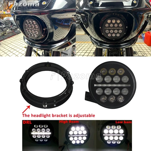LED Ronde Koplamp Voor Harley Softail Low Rider ST FXLRST 117. Motorfiets Front Light Koplamp Voor Low Rider EI Diablo FXRST 117