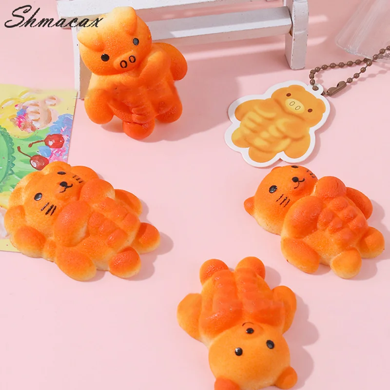 Abdominal Muscles Bear Pinching Keychain Muscle Lion Mochi Squishy Fidget Toy Slow Rebound Decompression Toy Stress Release Toy