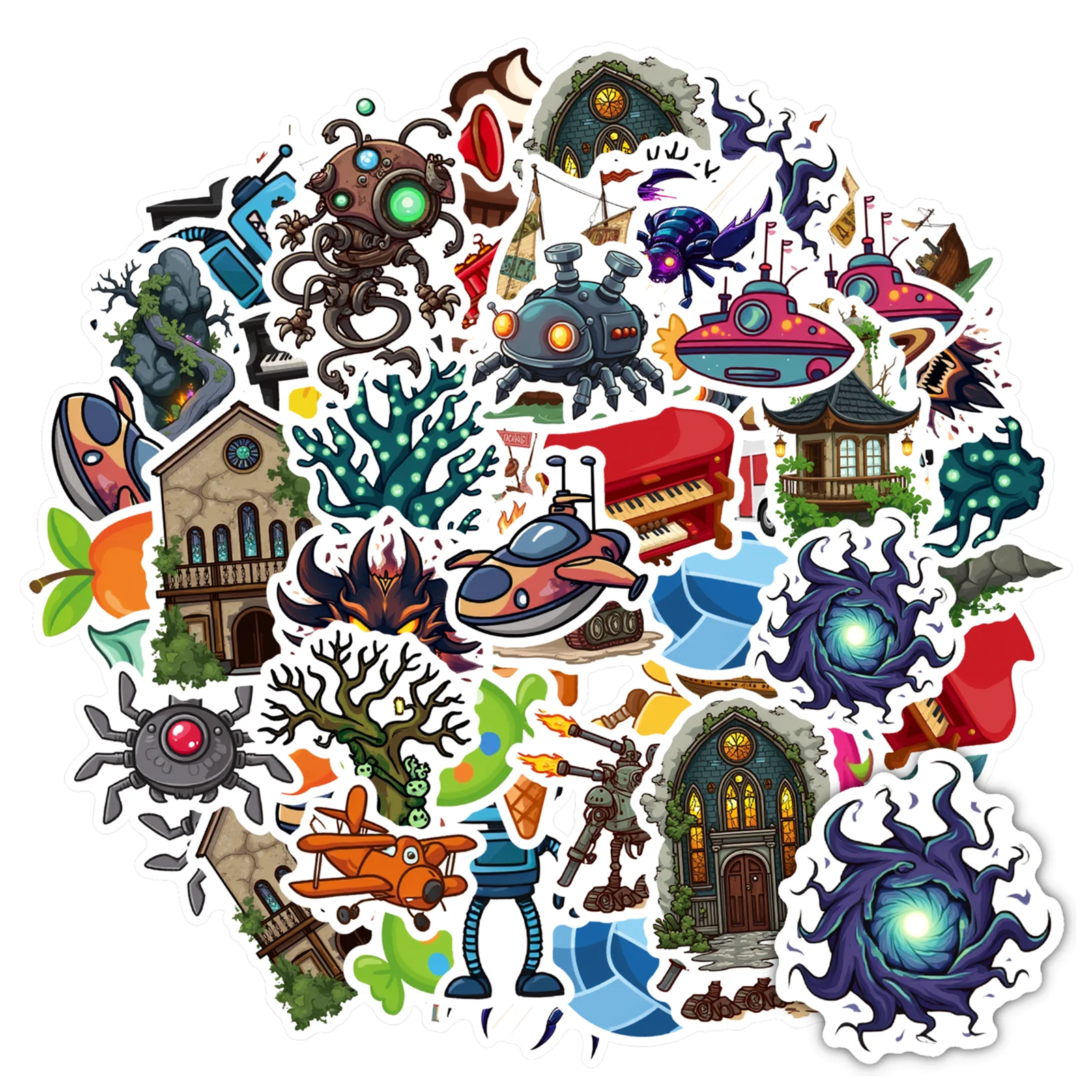 

35 шт.-50 шт. яркие наклейки в стиле фэнтези, наклейки в стиле граффити, наклейки с животными для телефона «сделай сам», ноутбука, скрапбукинга, велосипеда