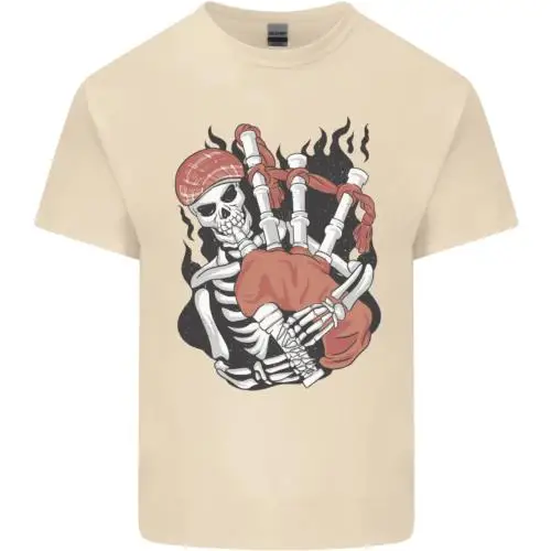 Bagpipes Skeleton Mens Cotton T-Shirt Tee Top