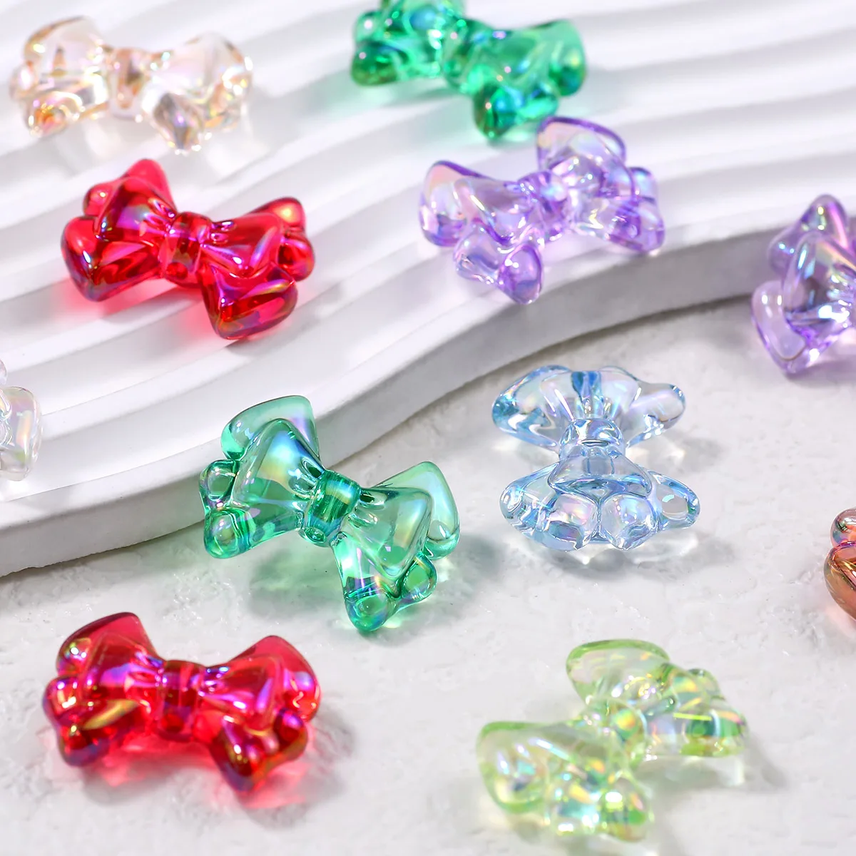 29×22.5mm Multicolor Acrylic Crystal Bow Bead Translucent Spacer Loose Beads For Jewelry Making Bracelet DIY Pen bead Accessorie
