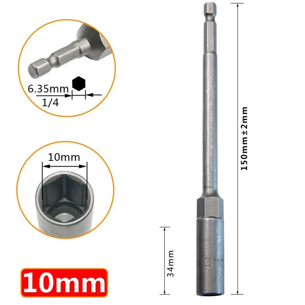 ประแจซ็อกเก็ตเกรดอุตสาหกรรม Hexagon Nut Driver เจาะอะแดปเตอร์ประแจซ็อกเก็ตขยายแขน 150 มม. ความยาว